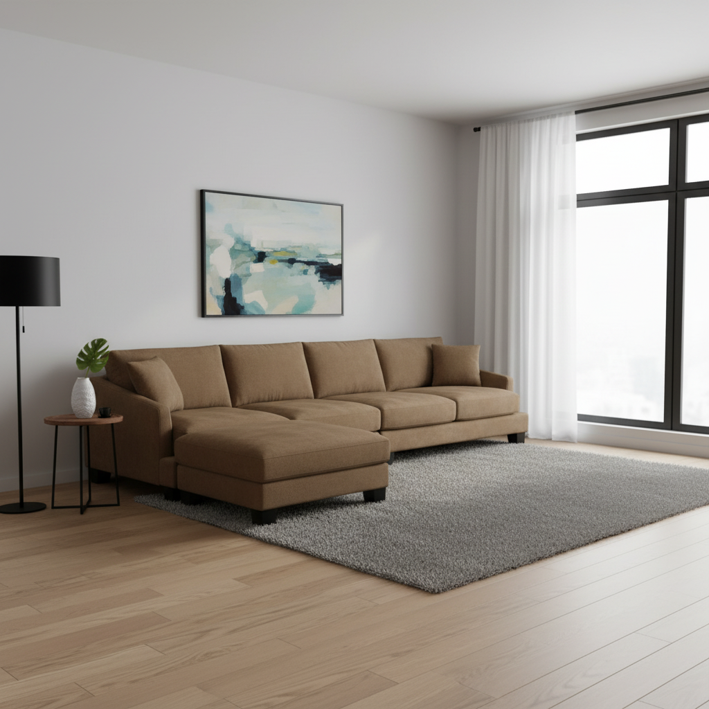 Taree 4 Seater Sofa with Ottoman - Red Brown