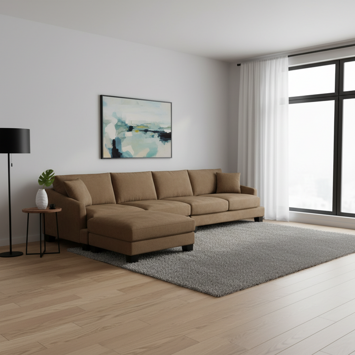 Taree 4 Seater Sofa with Ottoman - Red Brown