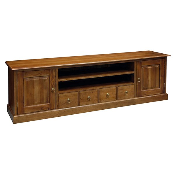 Tasmania Mahogany Timber 2 Door 4 Drawer 200cm TV Unit - Light Pecan