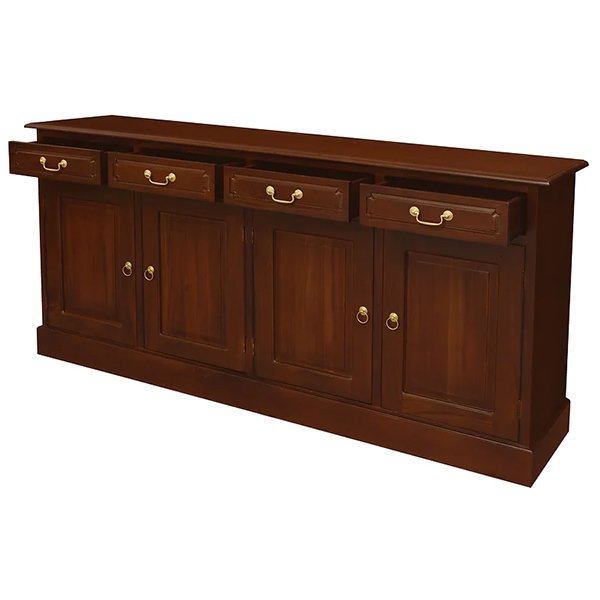 Tasmania Mahogany Timber 4 Door 4 Drawer 1900cm Buffet - Mahogany