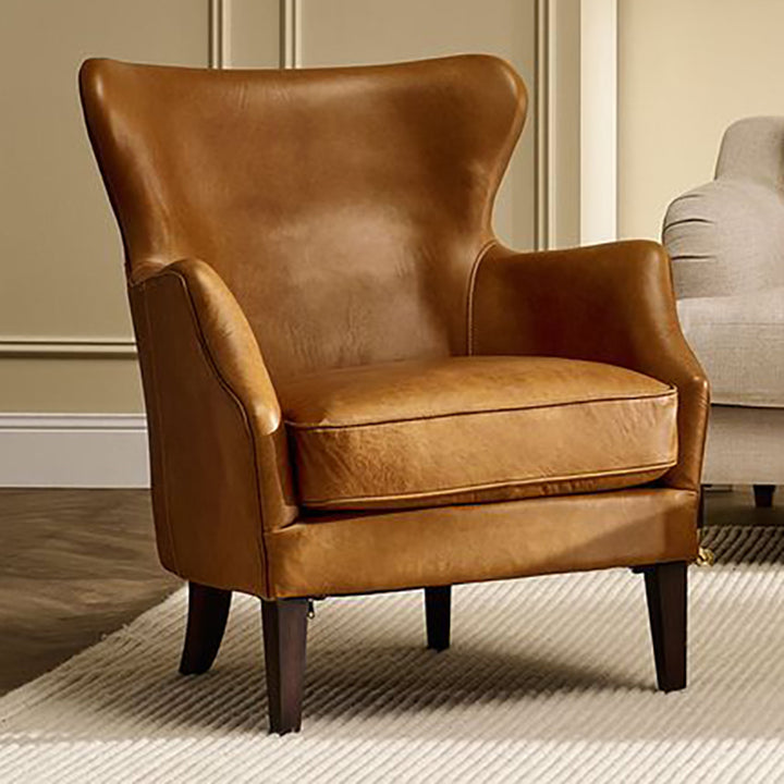 Tegan Cow Leather Armchair - Light Brown