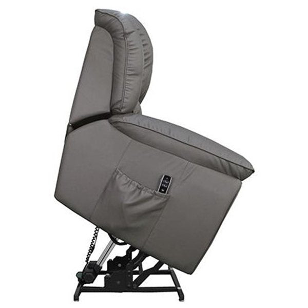 Texas Dual Motor 180KG Recliner Lift Chair - Dark Grey Leather