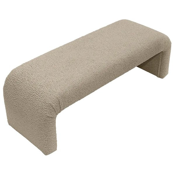 The Curve Bench Ottoman - Latte Shearling