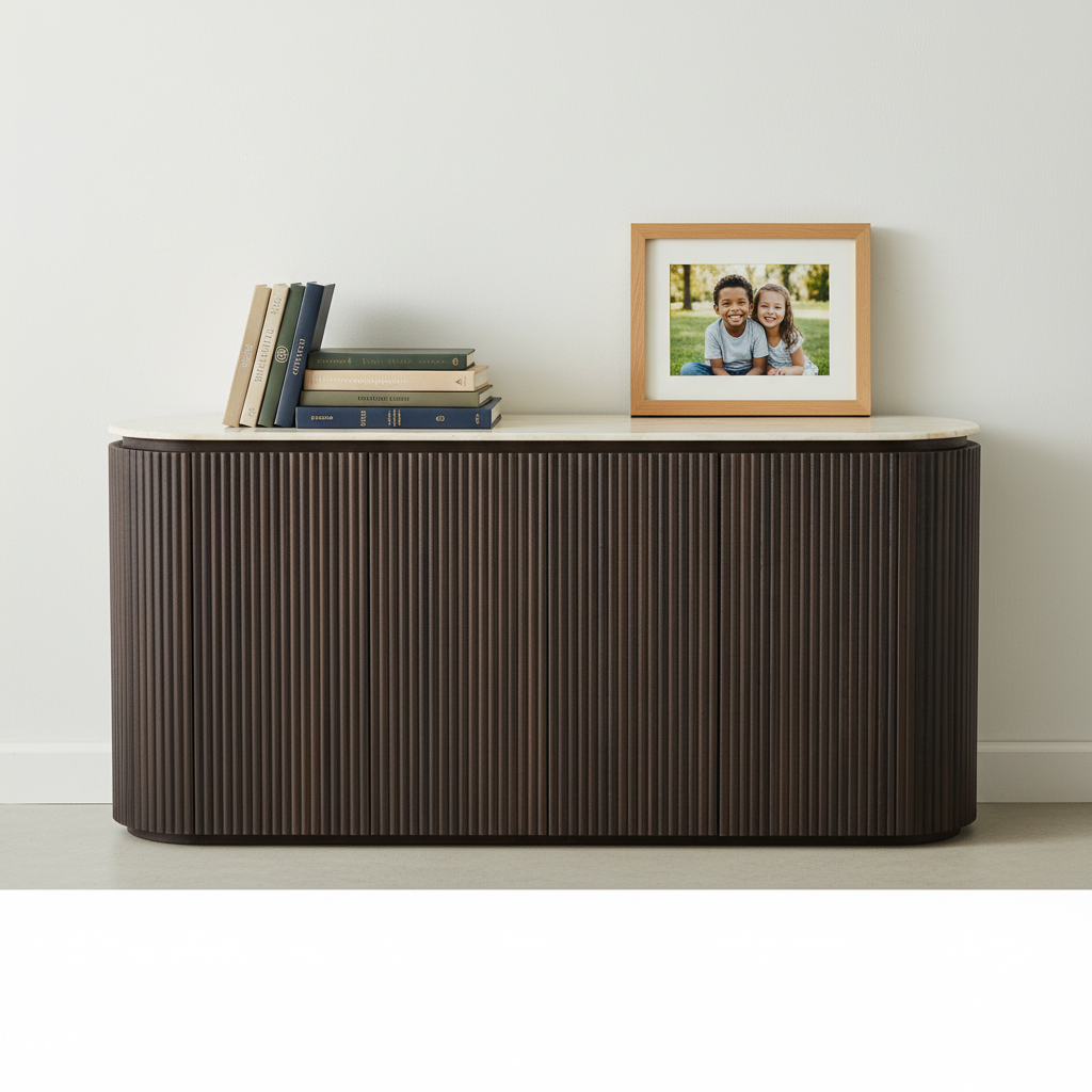 Theia Travertine-Look Buffet