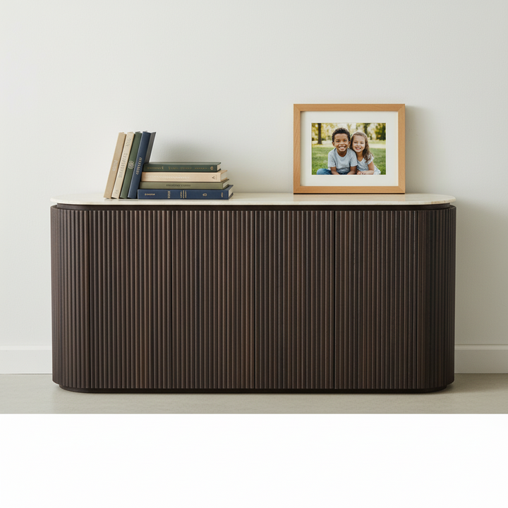 Theia Travertine-Look Buffet