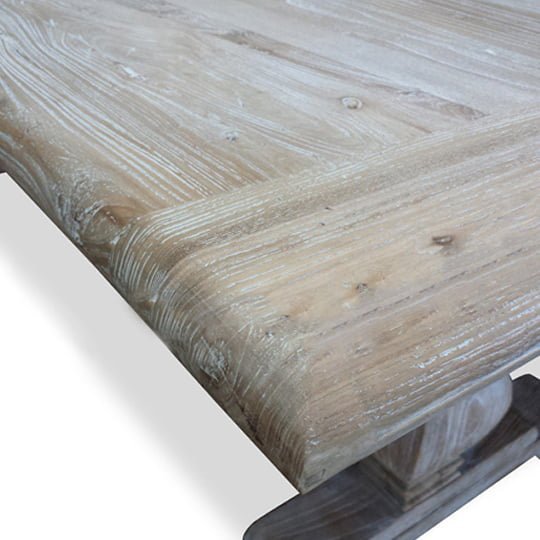 Titan Reclaimed 1.98m ELM Wood Dining Table - Rustic White Washed