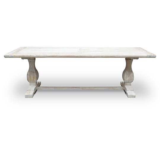 Titan Reclaimed 2.4m ELM Wood Dining Table - Rustic White Washed