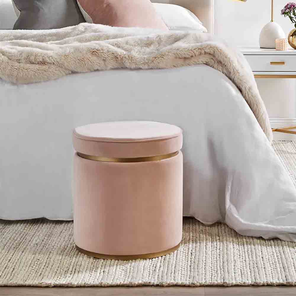 Totti Storage Stool - Blush Velvet