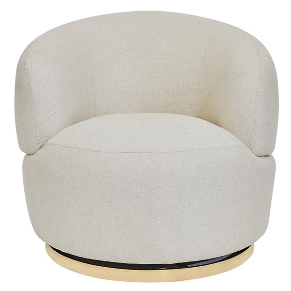 Tubby Swivel Arm Chair - Natural Linen