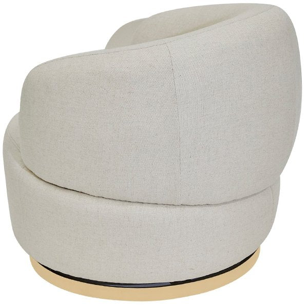 Tubby Swivel Arm Chair - Natural Linen