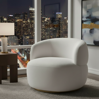 Tubby Swivel Arm Chair - Ecru