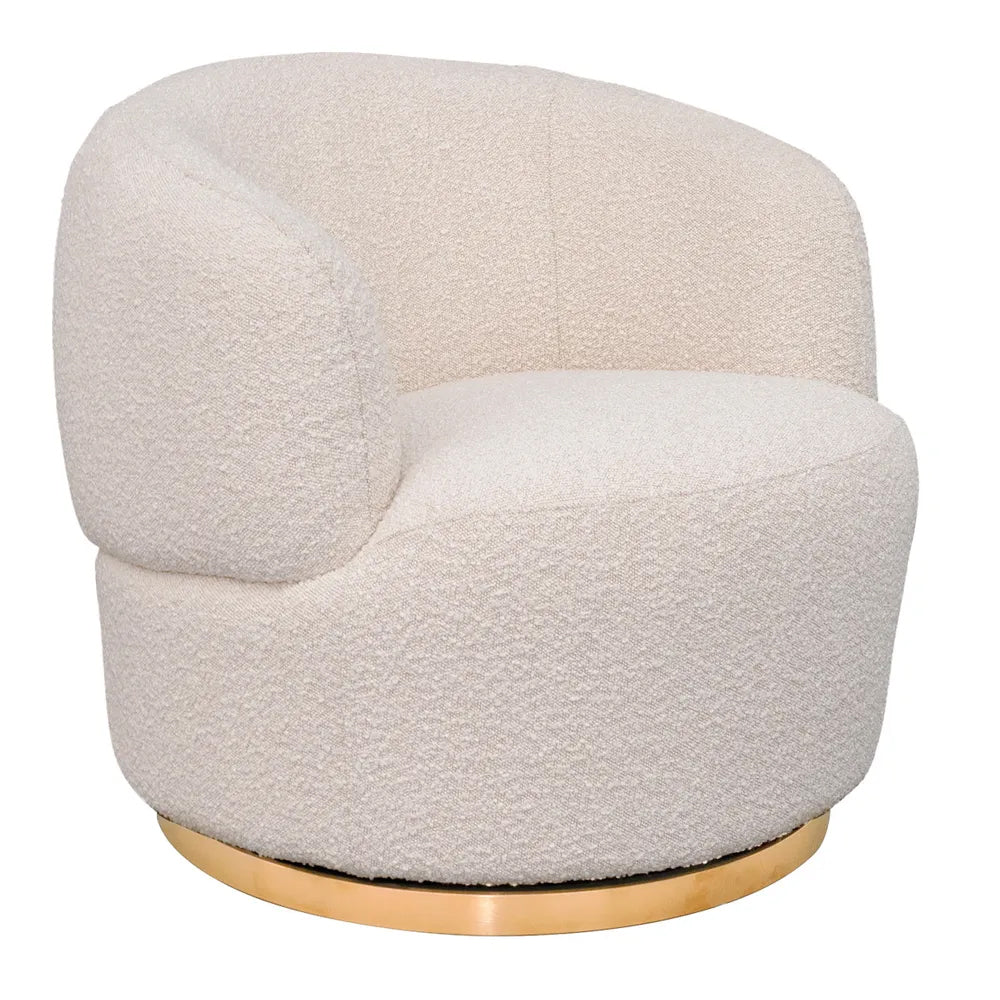 Tubby Swivel Arm Chair - Ivory Boucle