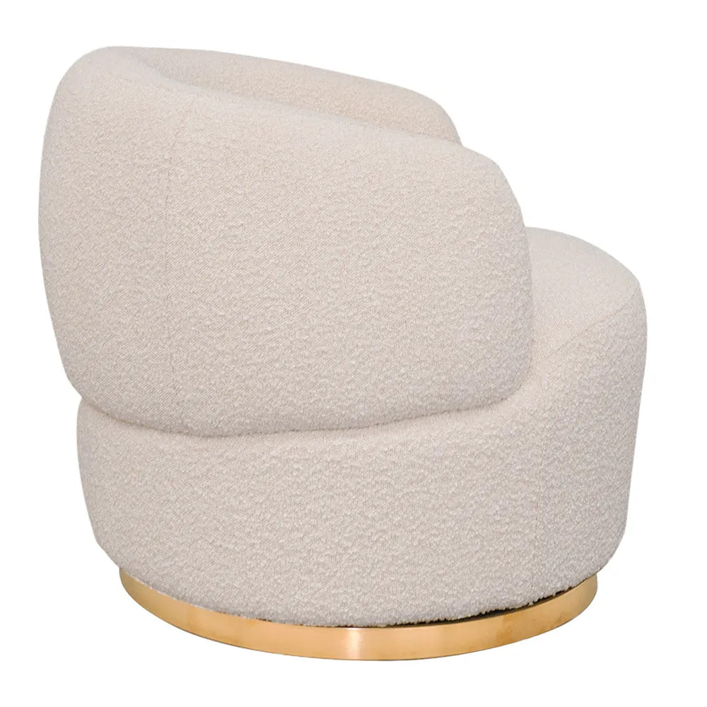 Tubby Swivel Arm Chair - Ivory Boucle