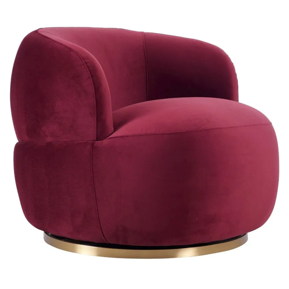 Tubby Swivel Arm Chair - Mulberry Velvet