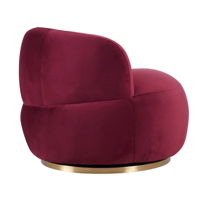 Tubby Swivel Arm Chair - Mulberry Velvet