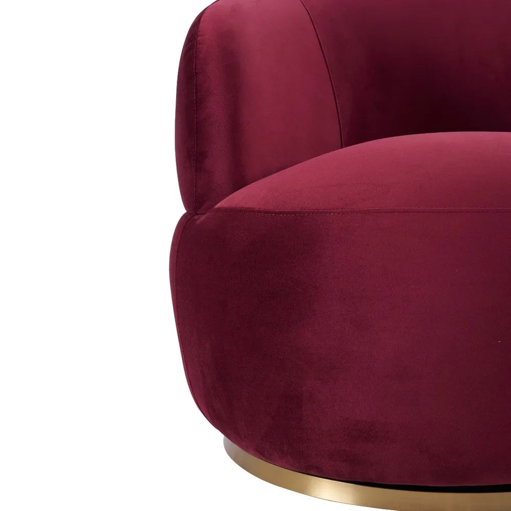 Tubby Swivel Arm Chair - Mulberry Velvet