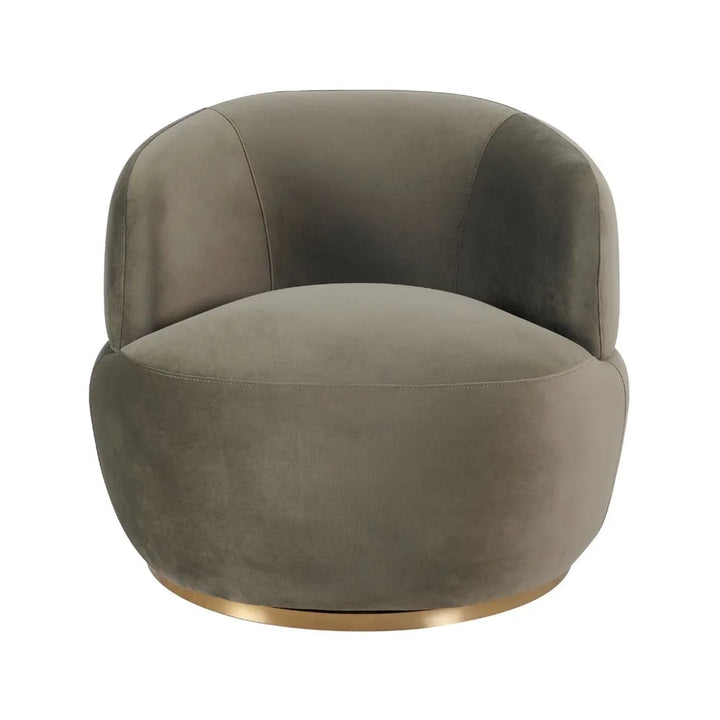 Tubby Swivel Arm Chair - Olive Velvet