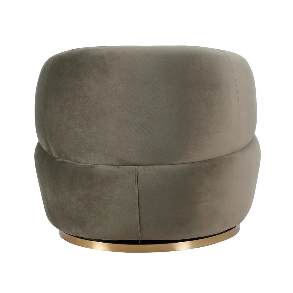 Tubby Swivel Arm Chair - Olive Velvet