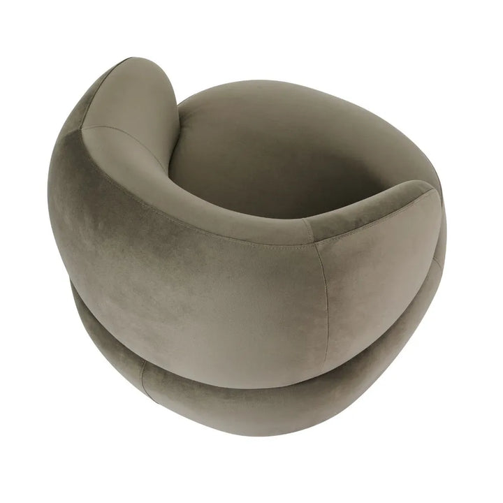Tubby Swivel Arm Chair - Olive Velvet