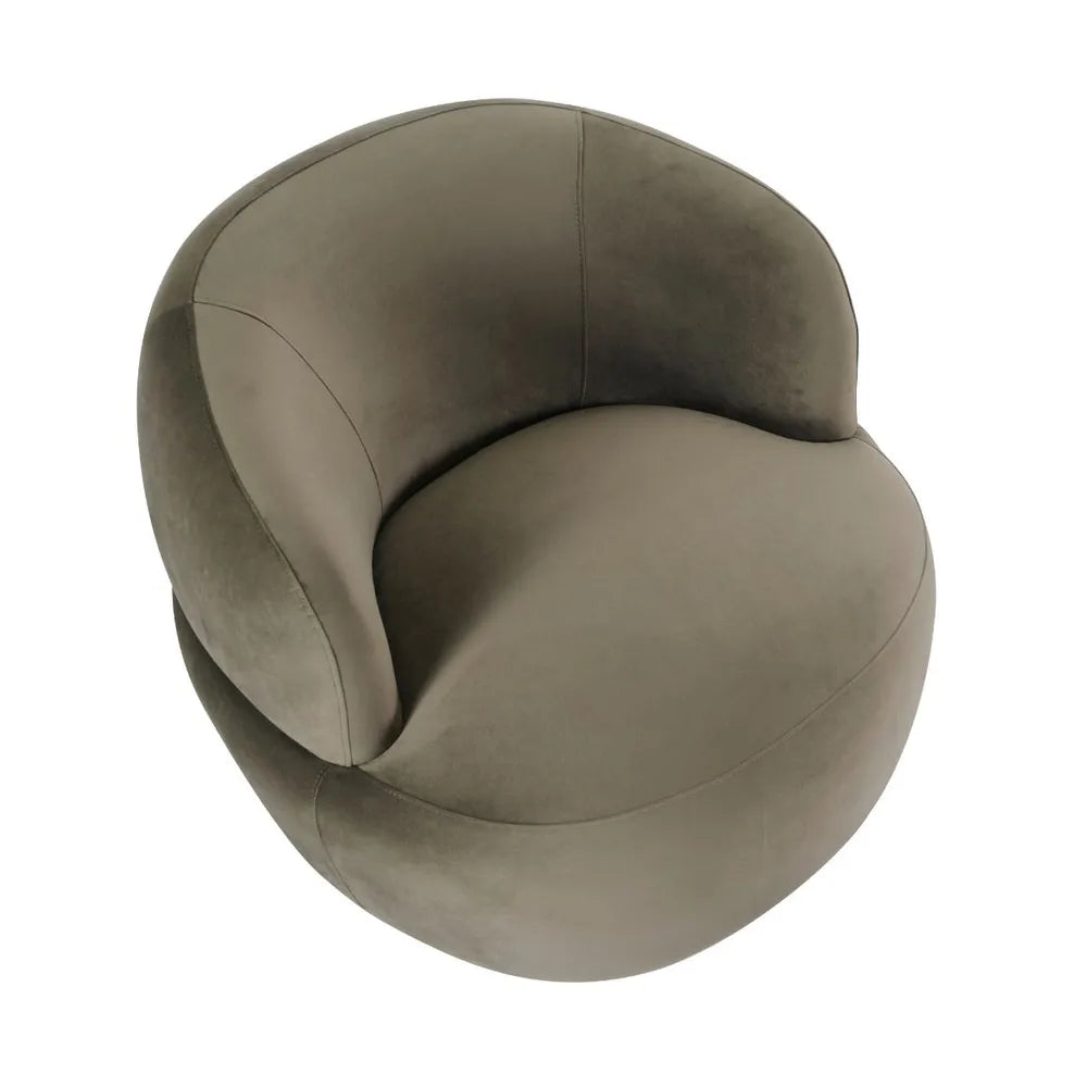 Tubby Swivel Arm Chair - Olive Velvet