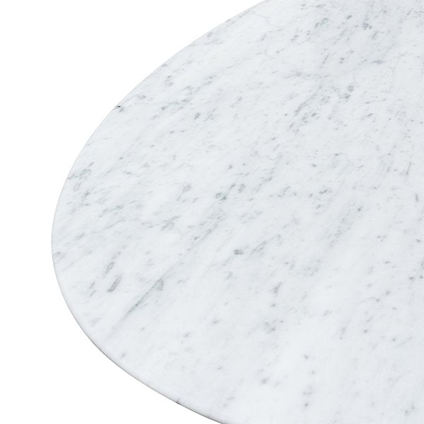 Tulip 2m White Marble Oval Dining Table - Black Base