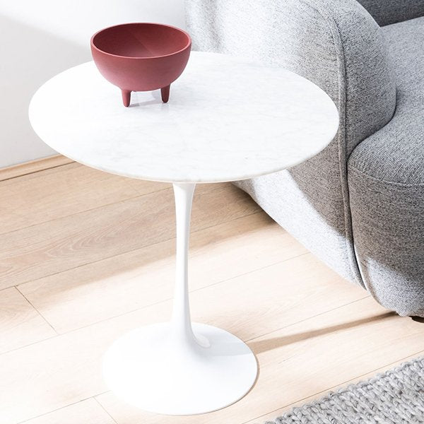 Tulip 50cm Round Marble Side Table - Eero Saarinen Replica - Aluminium