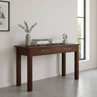 Tullamarine 2 Drawer Solid Timber Console Table - Mahogany