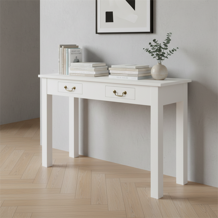 Tullamarine 2 Drawer Solid Timber Console Table - White