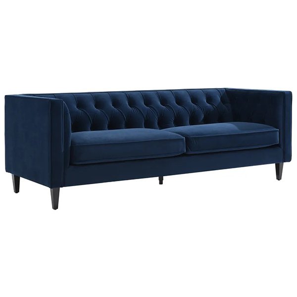 Tuxedo 3 Seater Tufted Sofa - Navy Velvet