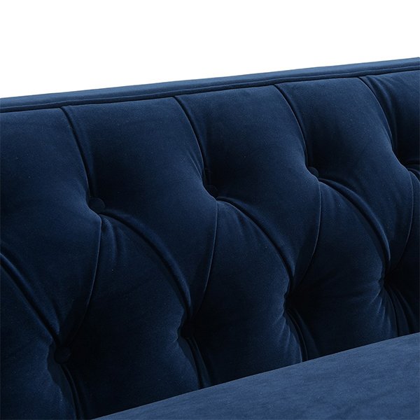 Tuxedo 3 Seater Tufted Sofa - Navy Velvet