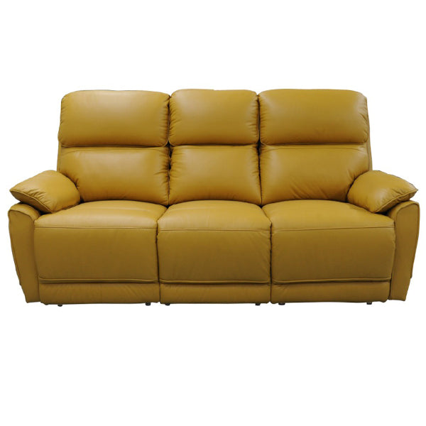 Umina Leather 3 Seater Recliner Sofa - Mustard