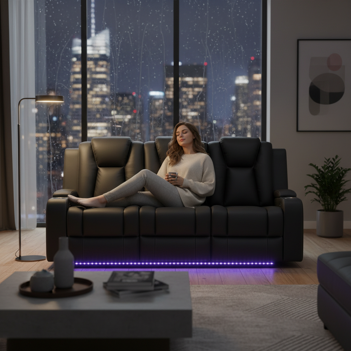 Uralla Dual Motor Fabric 3 Seater Recliner Sofa