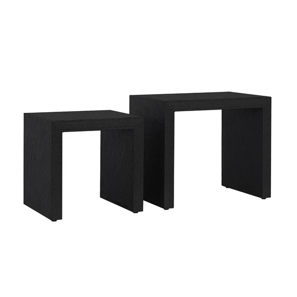 Pogerola Nesting Tables Set 2 - Black Grasscloth