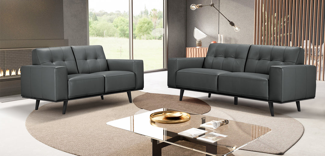 Jeremiah 2-Piece Leather Lounge Package - Charcoal