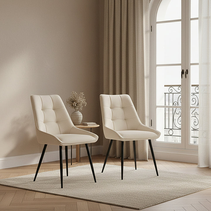 Orion Faux Leather Dining Chairs (Set of 2) - Ivory