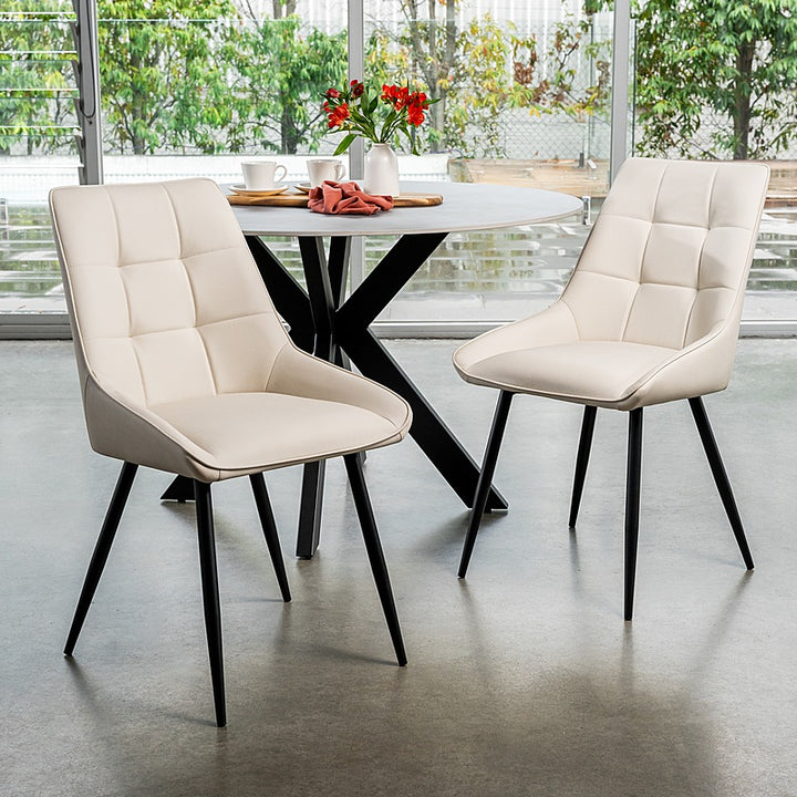 Orion Faux Leather Dining Chairs (Set of 2) - Ivory