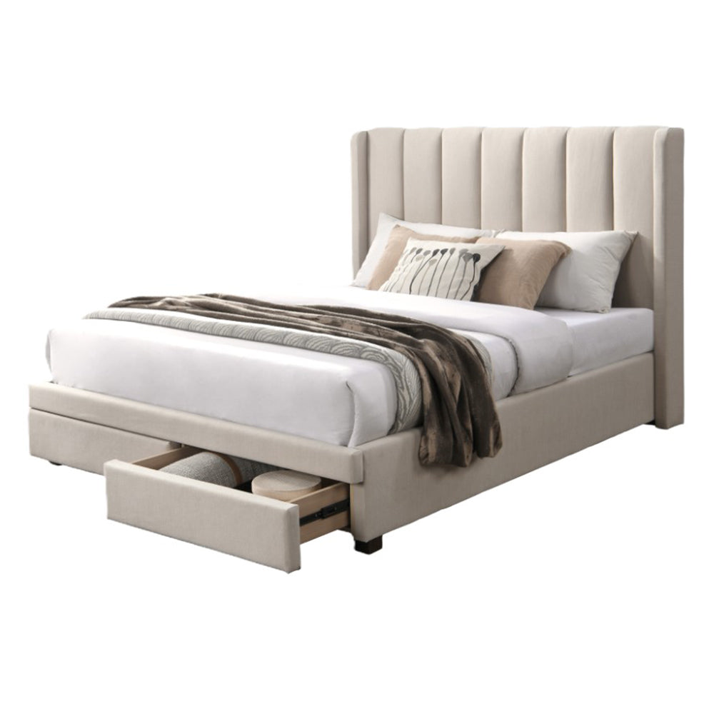 Fay Queen Bed with End Drawers - Sand