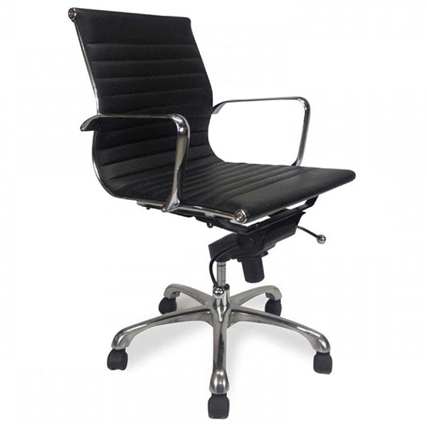 Veera Low Back Office Chair - Black Leather