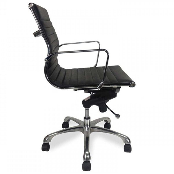 Veera Low Back Office Chair - Black Leather