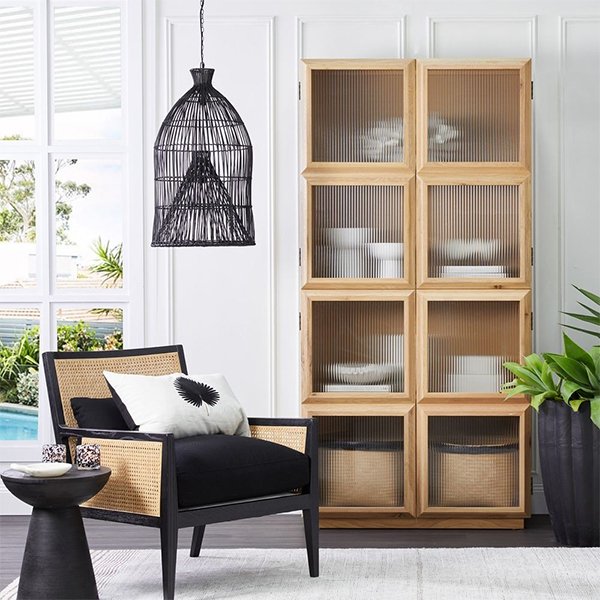 Ventura Rattan Pendant - Bell Black