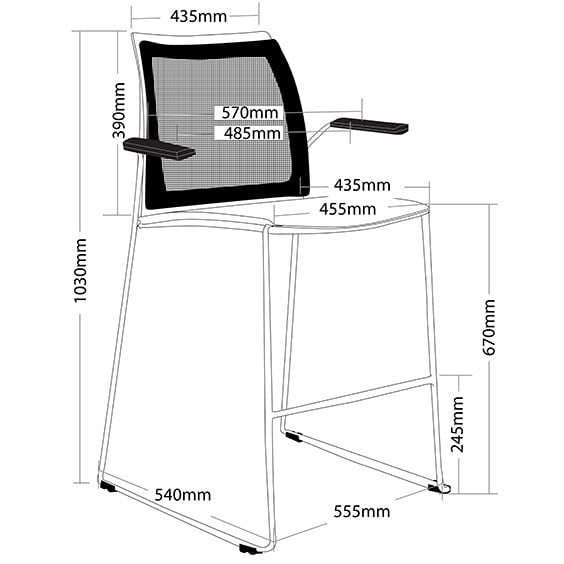 Vinn Mesh Hospitality Bar Stool with Arms