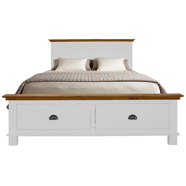 Violet Hill Pine Timber Bed with End Drawers - King