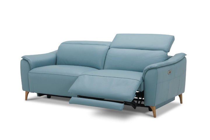 Vitorio 2.5 Seat Leather Electric Recliner Sofa With Adjustable Headrests - Blue