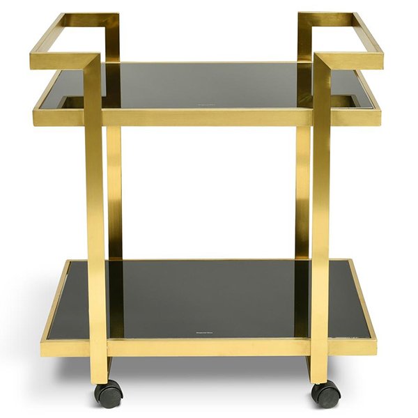 Walter Bar Cart - Tempered Glass - Gold Base