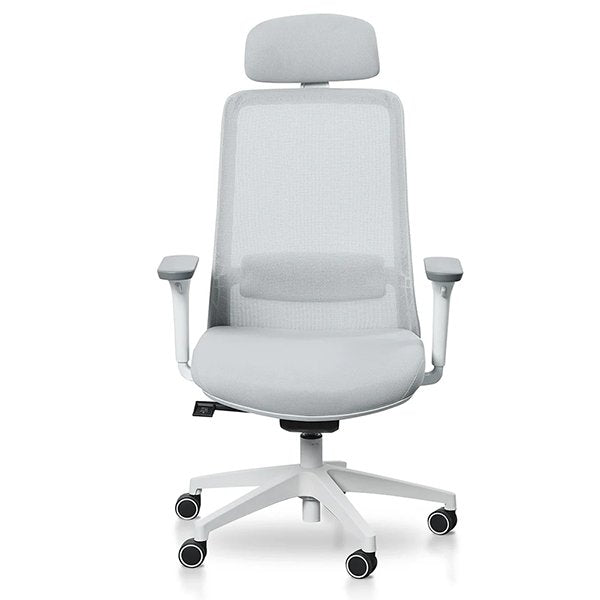 Walther Mesh Office Chair - Cloud Grey with White Base