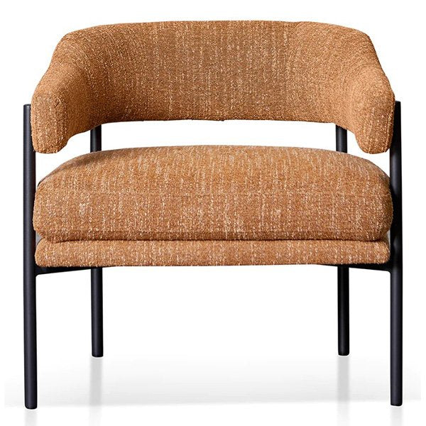 Walton Ginger Brown Fabric Armchair - Black Legs