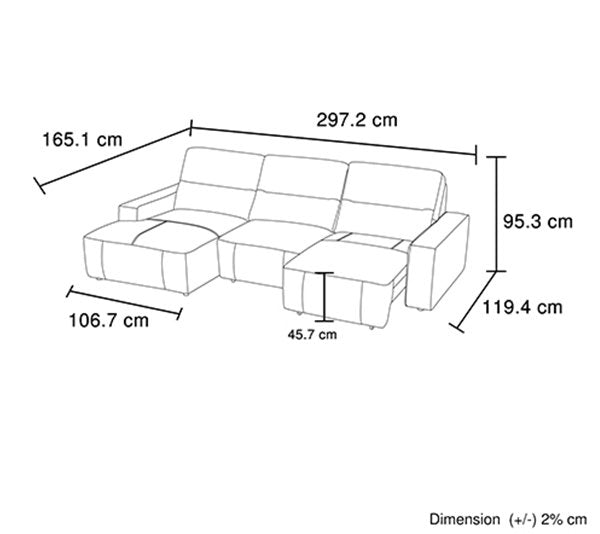 Lorelai 3 Seater Cowhide Leather Sofa with Chaise