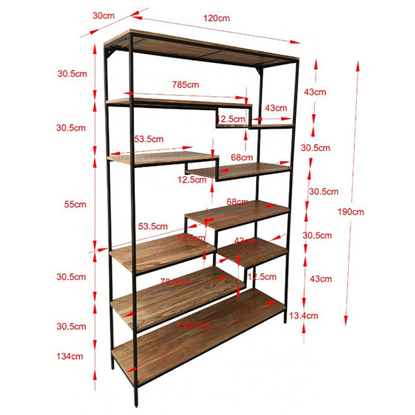 Warialda 120cm Timber & Iron Bookcase