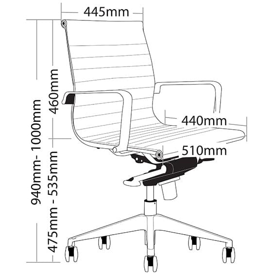 Web Medium Back PU Leather Executive Office Chair - Black
