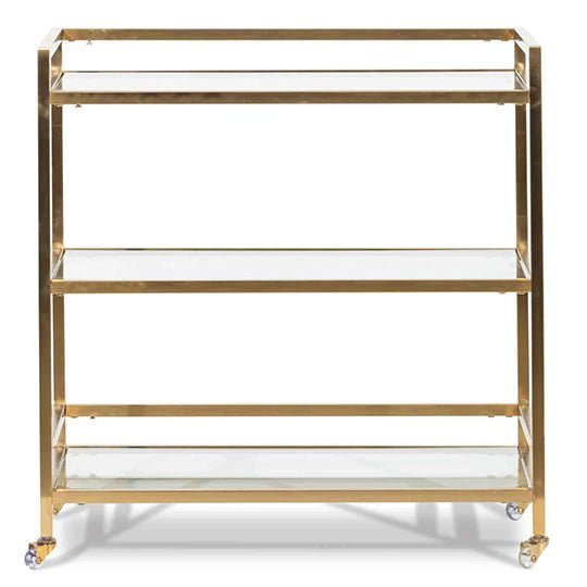 Weldon Glass Bar Cart - Brushed Gold Base